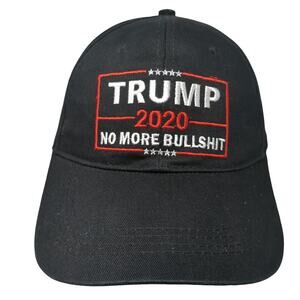 Trump 2020 No More Bullshit Strapback Hat Black One Size Embroidered